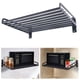 thumbnail image 3 of Estante para microondas de aluminio negro con espacio para perforaciones, instalación en la pared, soporte para horno microondas, estante para montaje en pared, soporte para cocina, estante de, 3 of 8