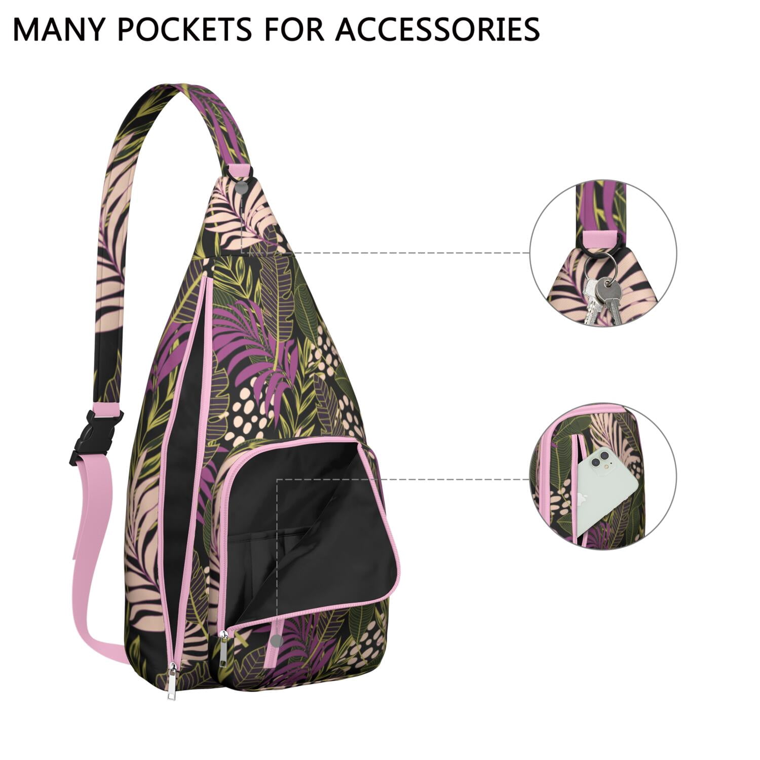 Botanical Jungle Leaves Vibrant Sling Bag for Women & Men, Lightweight with Hide the Keyhole