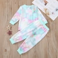 thumbnail image 5 of YuYuBao Toddler Girls Outfits Sets Long Sleeve Tie dye Print Tops And Jogger Pants Comfy Playwear Soft Kids Girls Two Piece Sports Tracksuits, 7-8 Years, 5 of 9