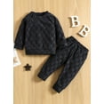 thumbnail image 2 of Gzhioc Baby Boys Girls Two Pieces Clothes Outfit, Round Neck Long Sleeve Checkerboard Textured Tops and Elastic Pants,3-24 Months, 2 of 9