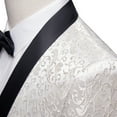 thumbnail image 4 of Mens 2 Piece Floral Jacquard Dress Suit Set 1 Button Print Dinner Jacket Pants-White, 4 of 8