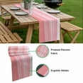 thumbnail image 5 of Pink Striped Table Runner - 48 Inch Long, Kitchen Dining Table Runner Dresser Scarves, Modern Abstract Art Wave Moire Gradient Farmhouse Decor for Coffee Tables Wedding Party Banquet, 5 of 8