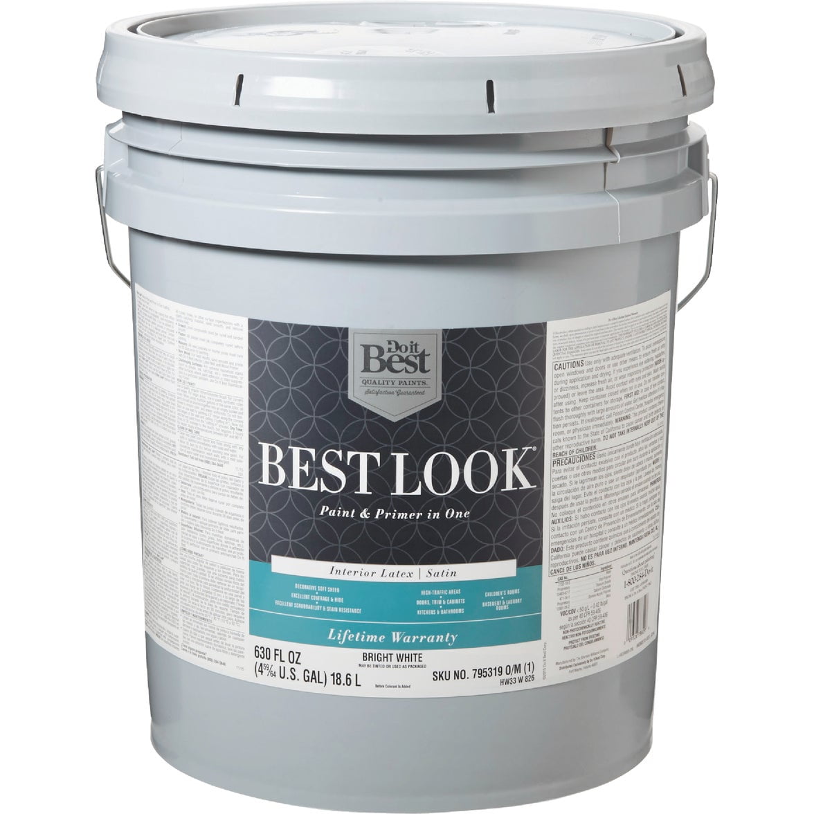Best Look Latex Paint & Primer In One Satin Interior Wall Paint, Bright