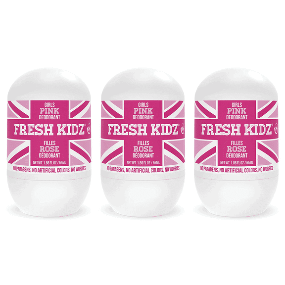Keep it Kind Fresh Kidz Natural Roll On Deodorant 24 Hour Protection - Girls"Pink" 1.86 fl.oz. (3 Pack)