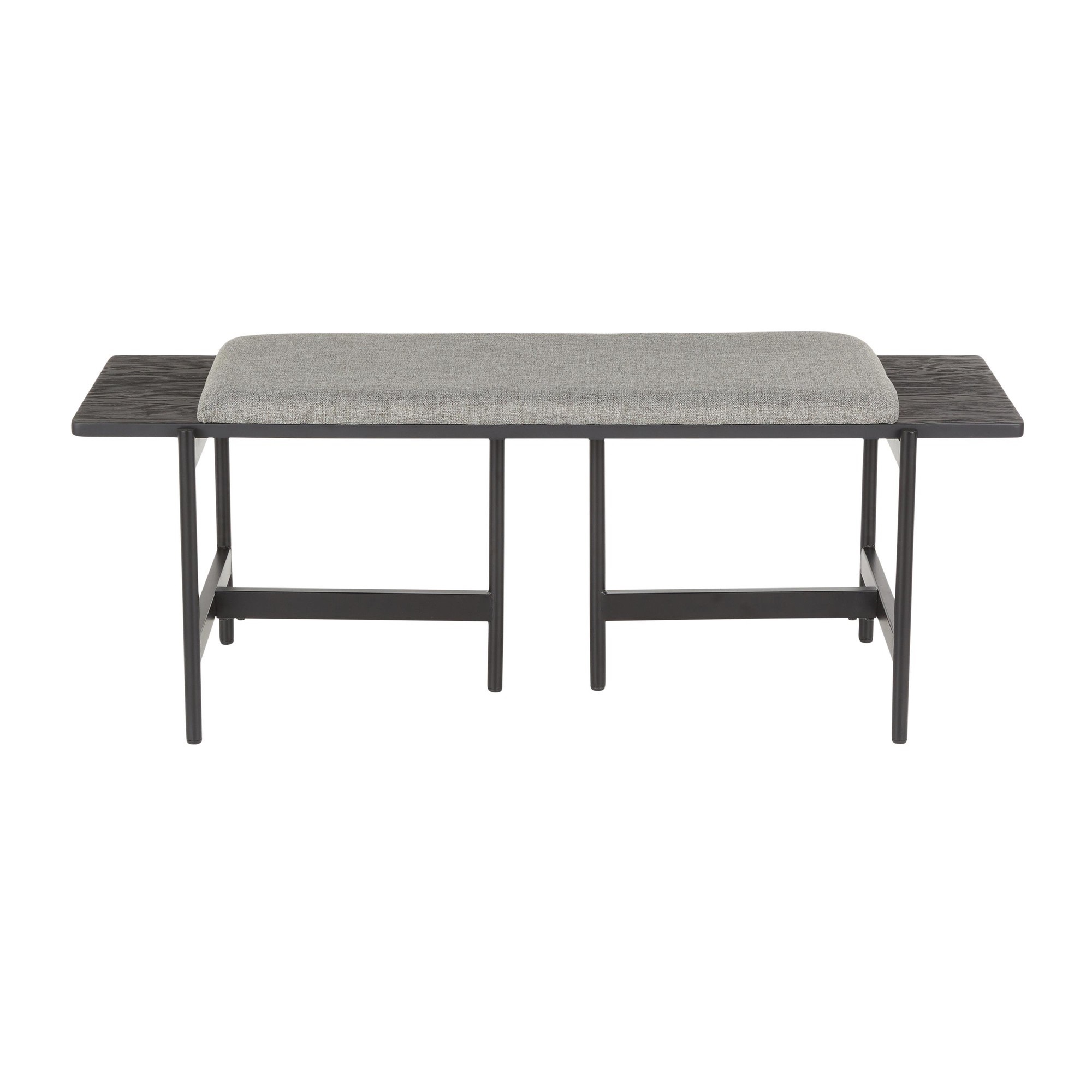Chloe Contemporary Bench in Black Metal and Grey Fabric with Black Wood Accents by LumiSource - image 4 of 6