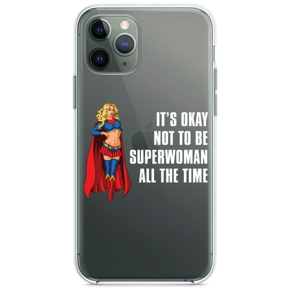 DistinctInk Clear Shockproof Hybrid Case for iPhone 12 / 12 PRO (6.1" Screen) - TPU Bumper Acrylic Back Tempered Glass Screen Protector - It's Ok Not To Be Superwoman All The Time