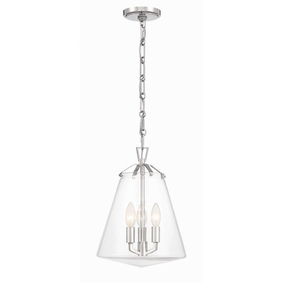 Crystorama Voss 3 Light Polished Nickel Mini Chandelier - 11"W x 14.75"H x 11"D