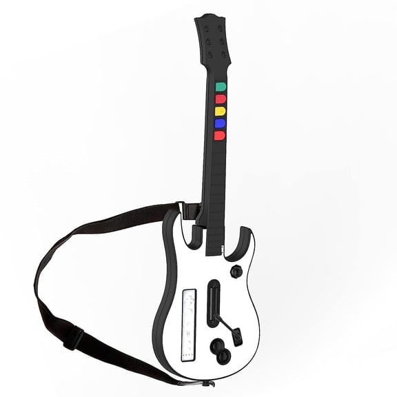 NBCP Wireless Guitar Controller for Nintendo Wii, Compatible with Guitar Hero, Clone Hero, Rock Band, White