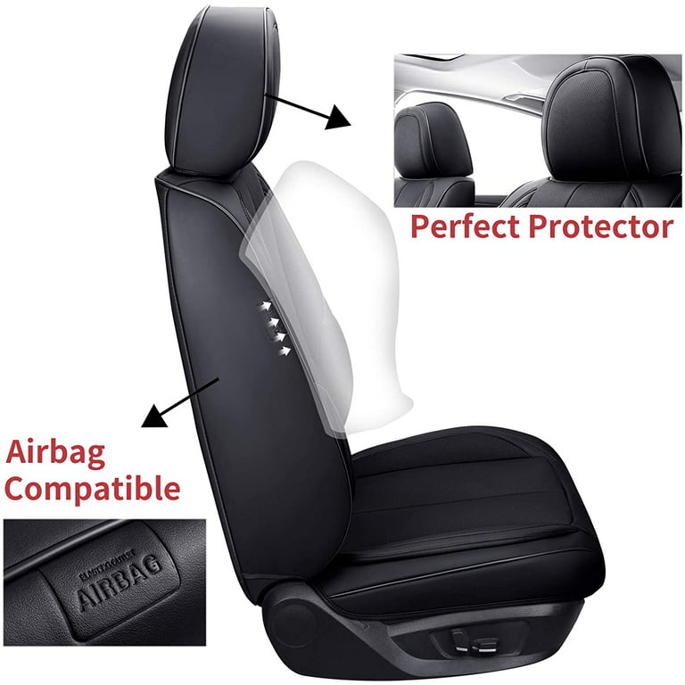 Coverado Front and Back Seat Covers 4 Pieces, Waterproof Nappa Leather Auto Seat Protectors Full Set, Universal Car Accessories Fit for Most Sedans SCU21