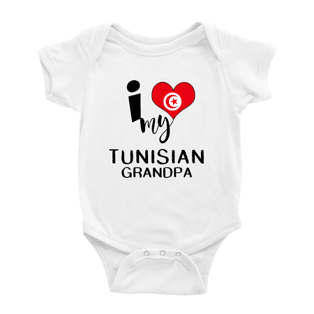 

I Heart My Tunisian Grandpa Tunisia Love Flag Baby One-Pieces (White 12-18 Months)
