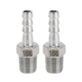 thumbnail image 1 of Accesorios de barbado de acero inoxidable Unique Bargains, conector de manguera barb de 15/64" BSPT macho de 1/8" para aire, agua, aceite, gas, combustible, 2 Pcs, 1 of 1