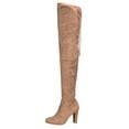 thumbnail image 3 of Womens Stretchy Thigh High Pull String Chunk Heel Combat Boots (6, Taupe Suede), 3 of 4