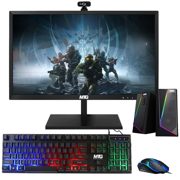 Restored TechMagnet All in one Desktop Computer,Cheetah 4,Intel Core i5 4th Gen 2.5 GHz,8GB DDR3,120GB SSD,27 inch LED Monitor,MTG RGB Keyboard Mouse,RGB Speaker and Webcam,Windows 11 Pro