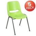 thumbnail image 2 of BizChair HERCULES Series 5 Pack 880 lb. Capacity Green Ergonomic Shell Stack Chair with Gray Frame, 2 of 13