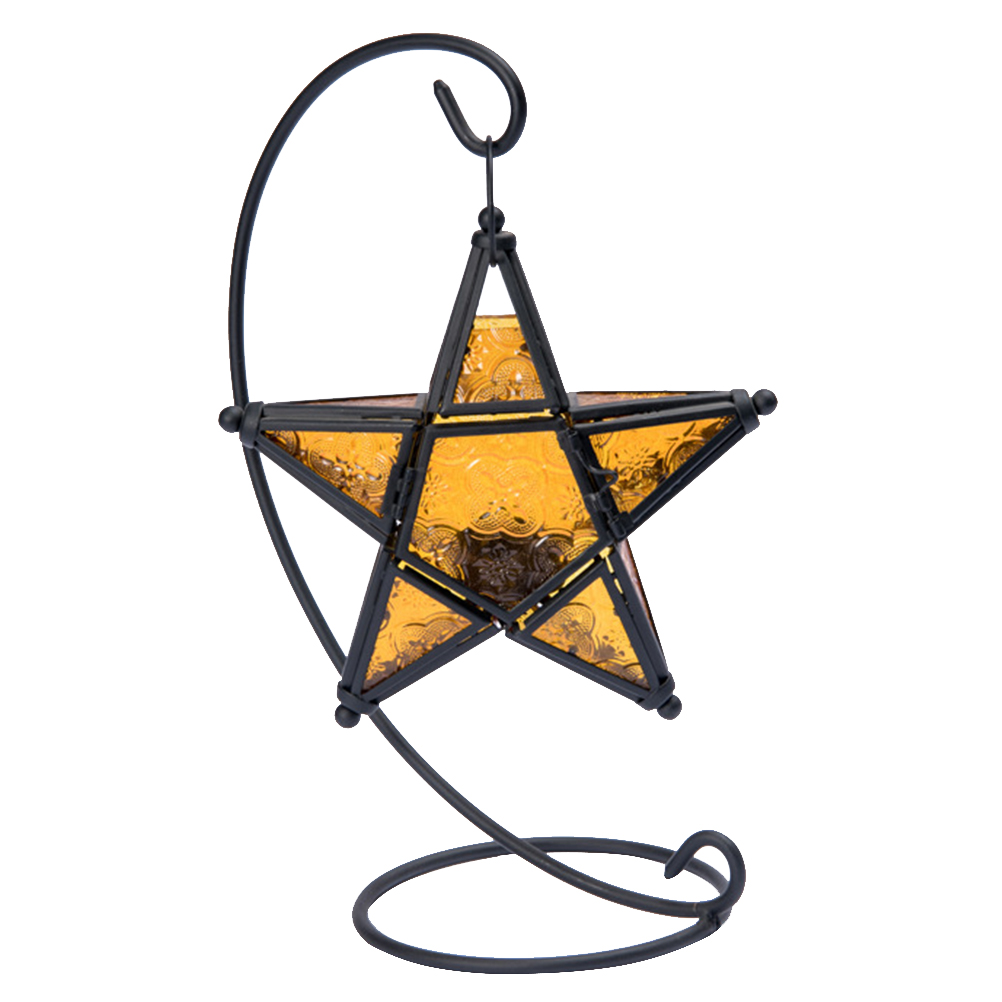OUNONA Holder Star Stand Lantern Hanging Glass Light Decorative Stand