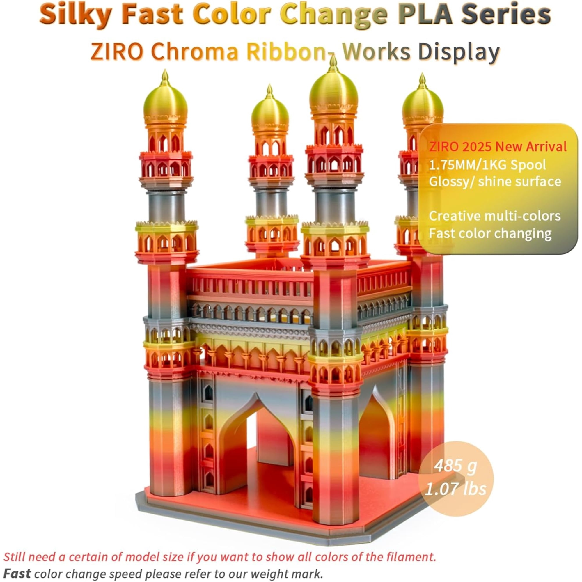 Ziro 3D Gradient Silk PLA Filament 1.75mm 1kg, Chroma Ribbon