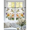 thumbnail image 3 of Spring Floral Sheer Curtains 54 Inch Length 2 Panels Set, Elegant Birds Summer Botanical Flowers Voile Window Treatment Rod Pocket Short Kitchen Curtains Drapes for Bedroom 52"x54"x2, 3 of 7