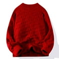 thumbnail image 5 of Timoontee Men's Casual Long Sleeve Sweater Solid Crewneck Pullover Tops Jacquard Textured Sweaters Fall Winter Comfy Thermal Sweaters Red XL, 5 of 5