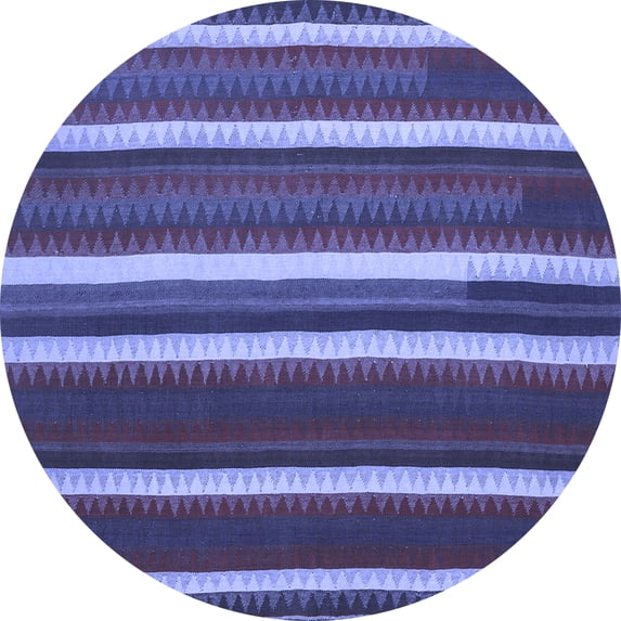 Ahgly Company Machine Washable Indoor Round Abstract Blue Contemporary Area Rugs, 7' Round