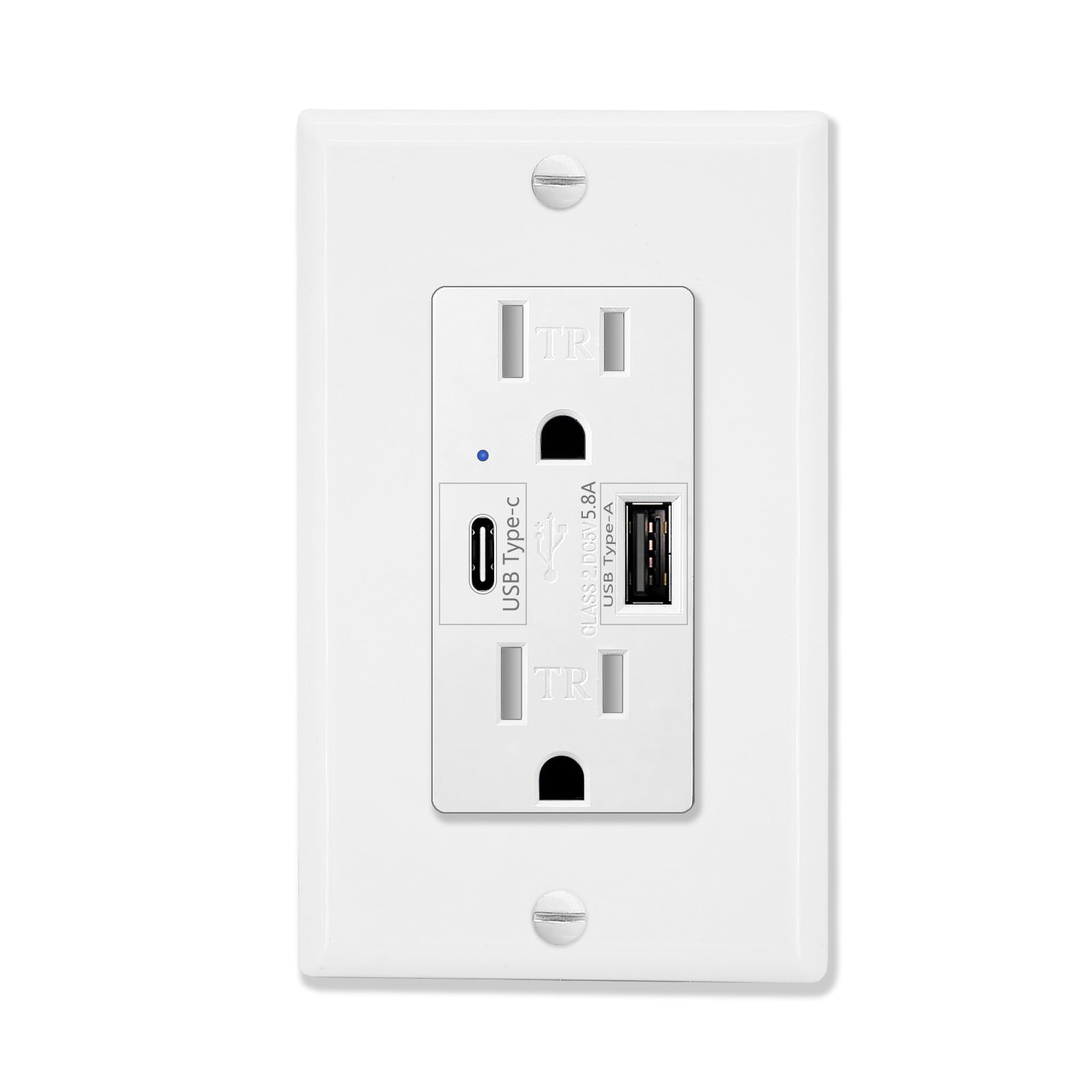 Dual USB Port Wall Socket Charger AC Power Receptacle Outlet Plate Panel 15A 110 