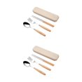 thumbnail image 3 of Transemion Portable Wood Handle Stainless Spoon Fork Chopsticks Set Restaurants Dinnerware Kit Portable Travel Picnic Tableware Set 3pcs 2Set, 3 of 6