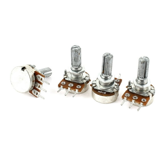 Unique Bargains 4 Pcs Type B Single Linear Knurled Shaft Rotary Potentiometers 10K Ohm