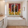 thumbnail image 3 of Curtains 63 Inch Length 2 Panels, Chicken Sunflowers Grommets Window Treatment Curtain, Country Farm Animal Red Wooden Grain Thermal Curtains Drapes for Living Room/Bathroom, 3 of 9