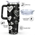 thumbnail image 3 of Black and White Love 40 OZ Tumbler Cup with Lid and Straw for Water Iced Tea Coffee Smoothie and More, 3 of 7