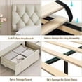 thumbnail image 4 of Garvee King Size Bed Frame with 2 Storage Drawers, Upholstered Platform Bed with Adjustable Tufted Headboard & Wooden Slats, No Box Spring Needed, Beige, 4 of 7