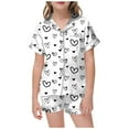 thumbnail image 1 of WEAIXIMIUNG Pyjamas Imprimés pour Filles Saint-Valentin Manches Courtes Bouton Haut Shorts Ensemble de Pyjamas Maison 8-9 Ans, 1 of 4