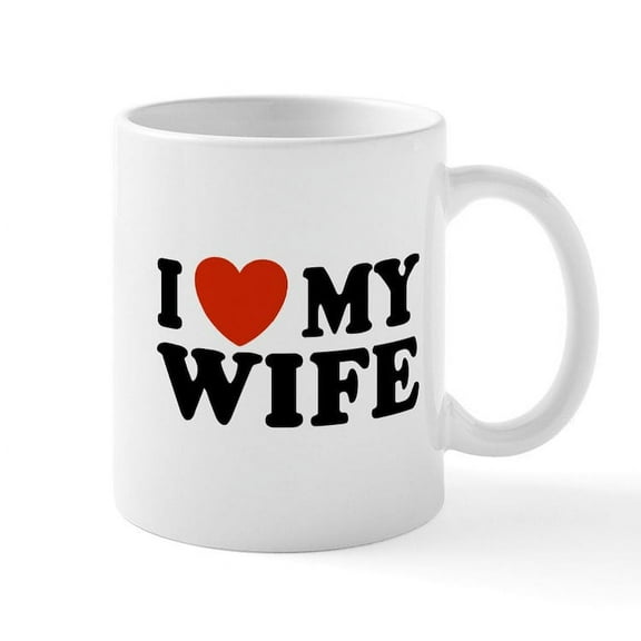 CafePress - I Love My Wife Mug - 11 oz Ceramic Mug - Novelty Coffee Tea Cup