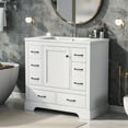 thumbnail image 2 of Huisuilinss 36" Bathroom Vanity Without Sink,Bathroom Storage Cabinet with 6 Drawers Large Storage Spaces,Multi-Functional Drawer Divider, With Adjustable Shelf, 2 of 9