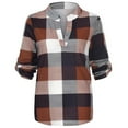 thumbnail image 2 of Womens Tshirt Casual Long Sleeve Plaid Shirt Slim Jacke Tops for Women Trendy Brown L, 2 of 6