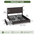 thumbnail image 5 of Uforic Upholstered Bed Frame with Charging Station & Drawers, Queen Size Bed Frame with LED Lights, Gray, 5 of 8