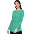 thumbnail image 3 of eloria Women's T-Shirt Round Neck Solid Color Plain Full Sleeve T-Shirt Color: Green | Size: 2XL, 3 of 7