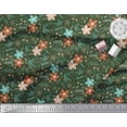 thumbnail image 3 of Soimoi Green Cotton Cambric Fabric Snowflake,Leaves & Flower Floral Print Fabric by the Yard 56 Inch Wide, 3 of 3