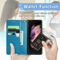 thumbnail image 3 of Mandala Case for Samsung Galaxy Z Fold 6, Premium Leather Flip RFID Blocking Wallet Card Magnetic Stand Protective Slim Shockproof Case with Lanyard, Embossed Flower Cover,Blue, 3 of 6