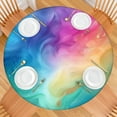 thumbnail image 2 of Colorful Wave Pattern Round Fitted Tablecloth with Elastic Edge,Dining Table Cover Waterproof,Outdoor Round Tablecloth for Camping,Dining,Indoor and Outdoor, 2 of 7