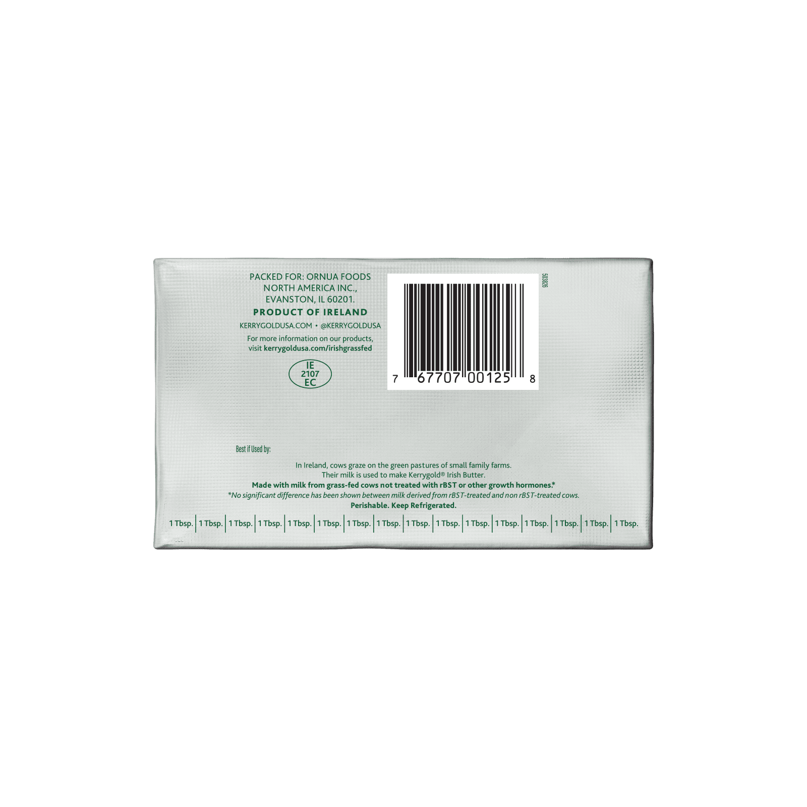 Kerrygold Grass-Fed Unsalted Pure Irish Butter Foil, 8 Oz.