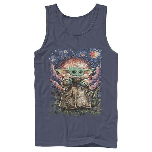 Men's Star Wars: The Mandalorian The Child Starry Night Tank Top Navy Blue Small