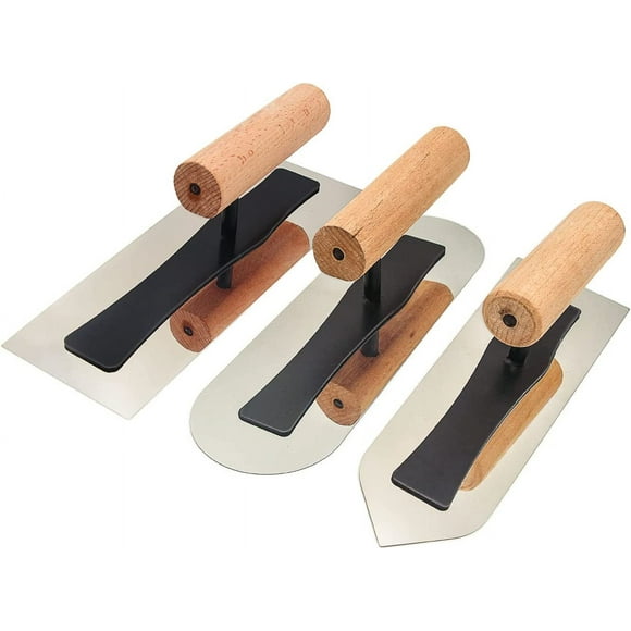Stainless Steel Venetian Plaster Japanese Finishing Trowel Set 3 PC Pool Flat Pointed Toe Trowels Paint Plastering Stucco Concrete Drywall Hand Tools Kit