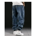 thumbnail image 5 of Ruiatoo Men's Denim Work Cargo Pants Outdoor Loose Hip Hop Big & Tall Jeans with Cargo Pockets Blue(9280,Size 7XL), 5 of 5