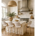 thumbnail image 2 of Guyou 26" Swivel Counter Stools Set of 2, Modern Barrel Chenille Kitchen Island Stools, Farmhouse Solid Wood Counter Height Barstools, Bar Height Island Chairs with Back and Wood Frame, Beige, 2 of 8