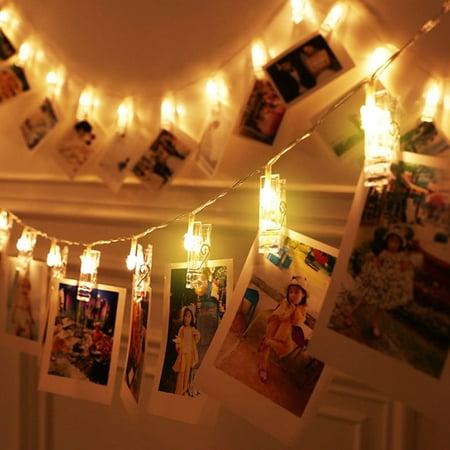 Light String Christmas Card Holder 20LED Photo Clips Holder String Lights, Christmas Indoor Fairy String Lights for Hanging Photos Pictures Cards, 8 Lighting Modes with Remote Controller, Gift for Dorms Bedroom Decoration(Warm White) ()