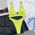 thumbnail image 5 of Women's Ribbed Bikini Set, O-Ring Solid Color Bikini Swimsuit Cheeky Thong Swimwear Two Pieces Bathing Suit, 5 of 5