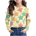 thumbnail image 2 of MKOSPLRT Girls Boys Long Sleeve Tops Crew Neck Casual T Shirts Trendy Color Block Stars Shirts Lounge Going Out Tees Gifts for Kid, 2 of 8
