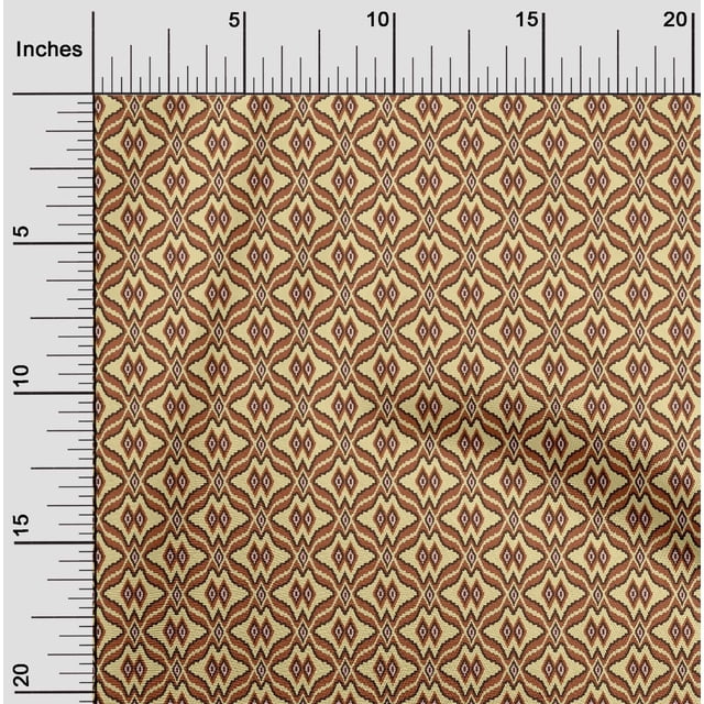 oneOone Georgette Viscose Fabric Ethnic Geometric Flame Stitch Print Fabric BTY 42 Inch Wide