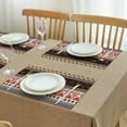 thumbnail image 3 of Rustic Tribal Style Placemats Set of 4, 12x18 Inch Boho Cotton Linen Table Mats with Vintage Patterns, Washable Ethnic Artistic Decor for Kitchen Dining Table Nordic Bohemian Look, 3 of 6