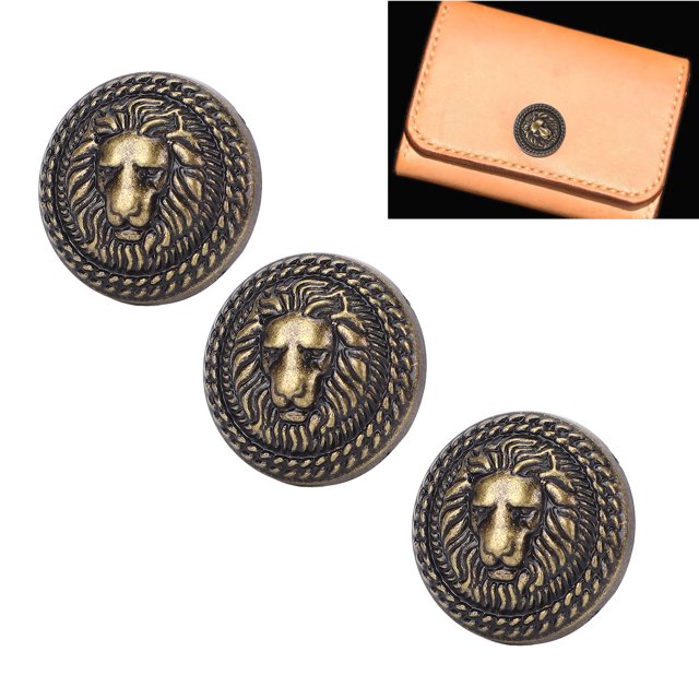 Snaps Rivet de 20 piezas, Remaches de León, 24 mm de diámetro de diámetro de diámetro decorativo de zinc, Cabezal de León, botón de remaches con tornillos de 7 mm para
