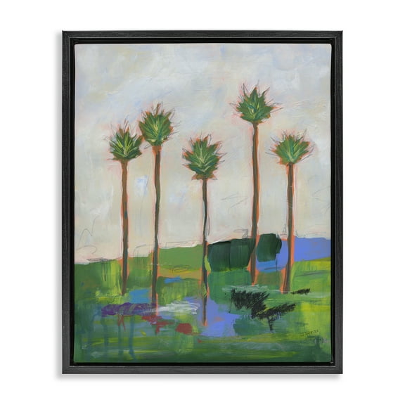 Stupell Industries Tall Palms Impression Landscape & Nature Painting Black Floater Framed Canvas Art Print Wall Art, 17 x 21